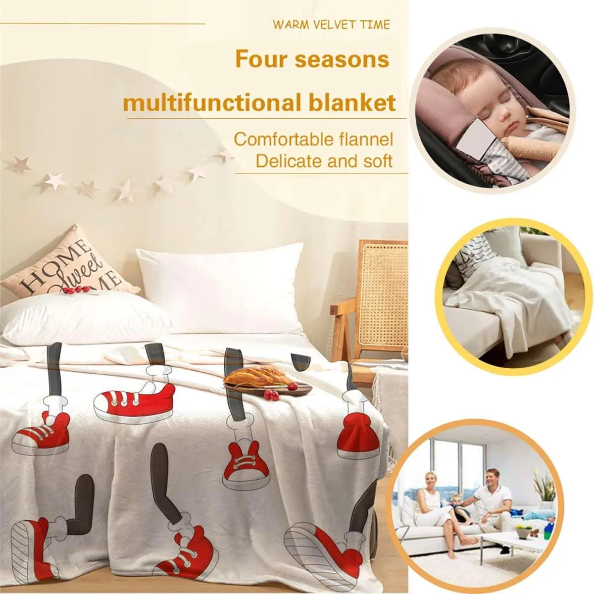 Sport Shoes Sneakers Cozy Soft Lightweight Throw Blankets Warm Plush Blankets and Throws Couch Sofa Bed Camping Travel Picnic Outdoor Blanket 32x48 Inches