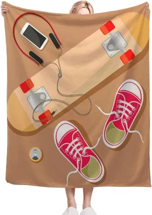 Sport Shoes Sneakers Fleece Throw Blanket for Couch, Sofa and Bed, Super Soft Blankets and Warm Throws, Cozy, Plush, Lightweight 60x80 Inches