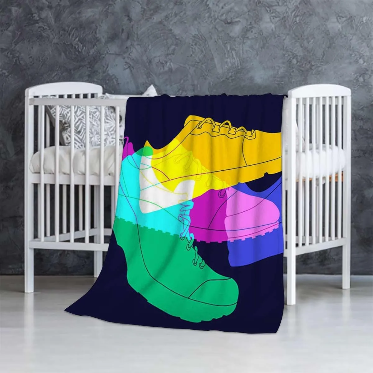 Sport Shoes Sneakers Yellow Green Blanket Super Soft Cozy Throw Blanket, Lightweight Fuzzy Comfy Textured Flannel Blanket Winter Warm, Sofa, Bed, 30x40 Inches