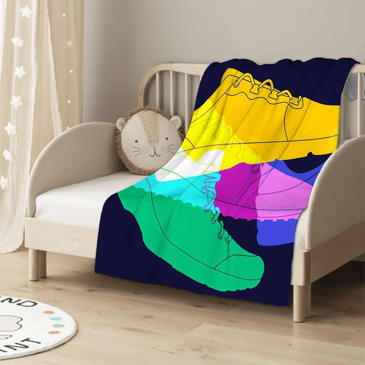 Sport Shoes Sneakers Yellow Green Blanket Super Soft Cozy Throw Blanket, Lightweight Fuzzy Comfy Textured Flannel Blanket Winter Warm, Sofa, Bed, 30x40 Inches