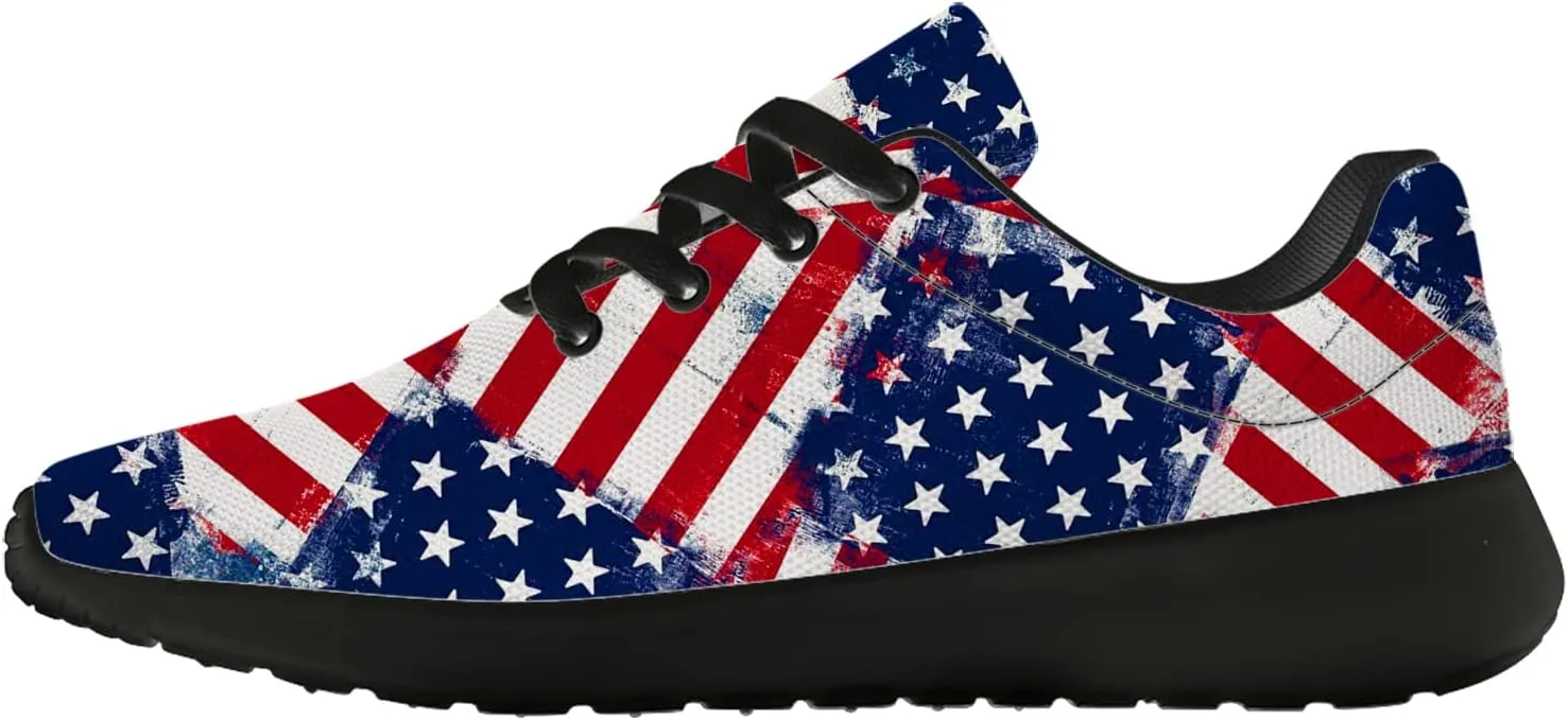 Stars and Stripes US Flag Womens Mens Tennis Shoes Patriotic American Flag Sneakers Running Shoes Gifts for Independence Day,US Size 8 Women/6 Men