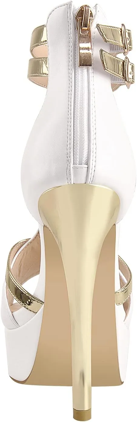 Stiletto High Heel Platform Peep Open Toe Ankle Strap Sandals