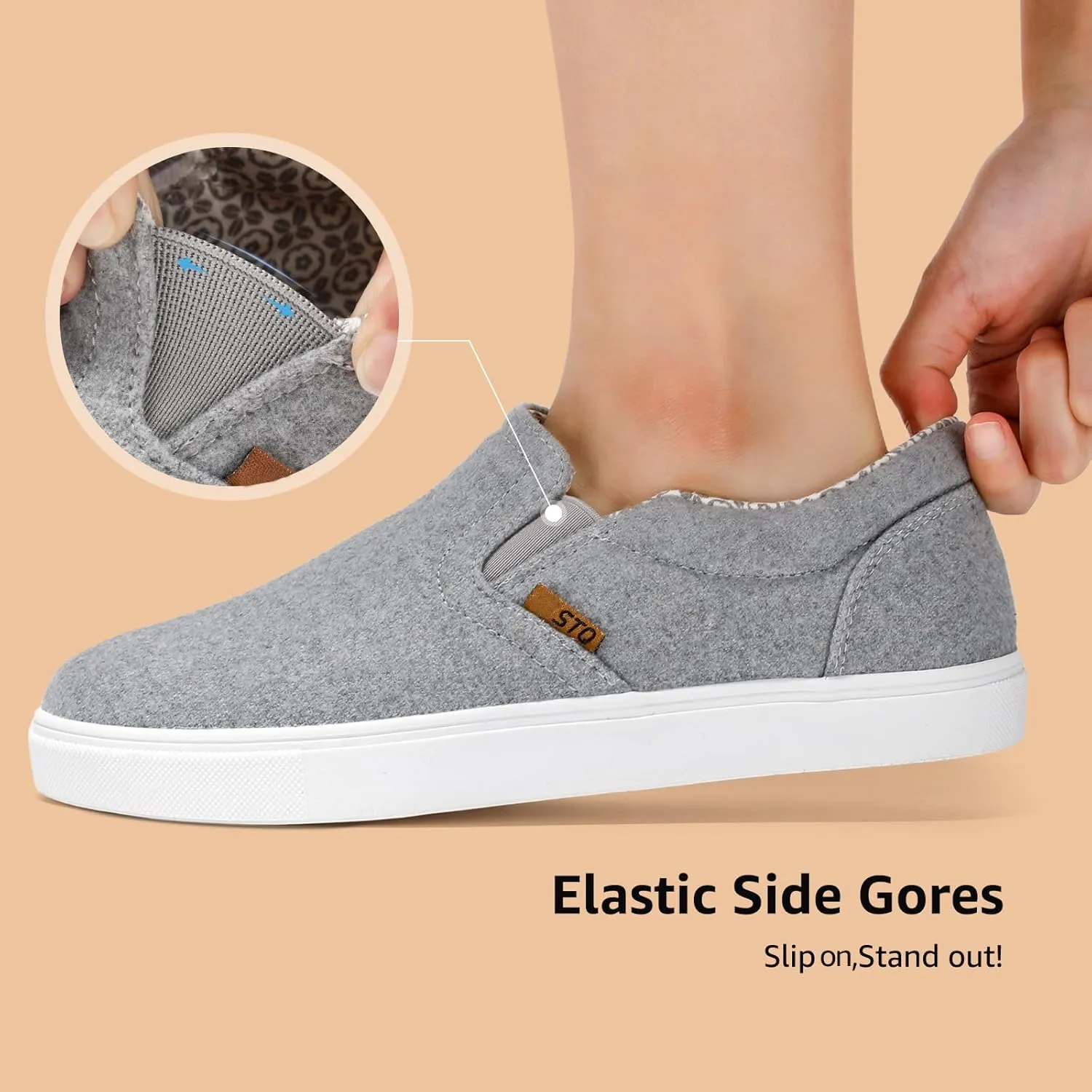 STQ Wide Toe Box Slip On Shoes for Women | Business Casual Shoes for Women Trendy Fashion Sneakers Lightweight Loafers Shoes