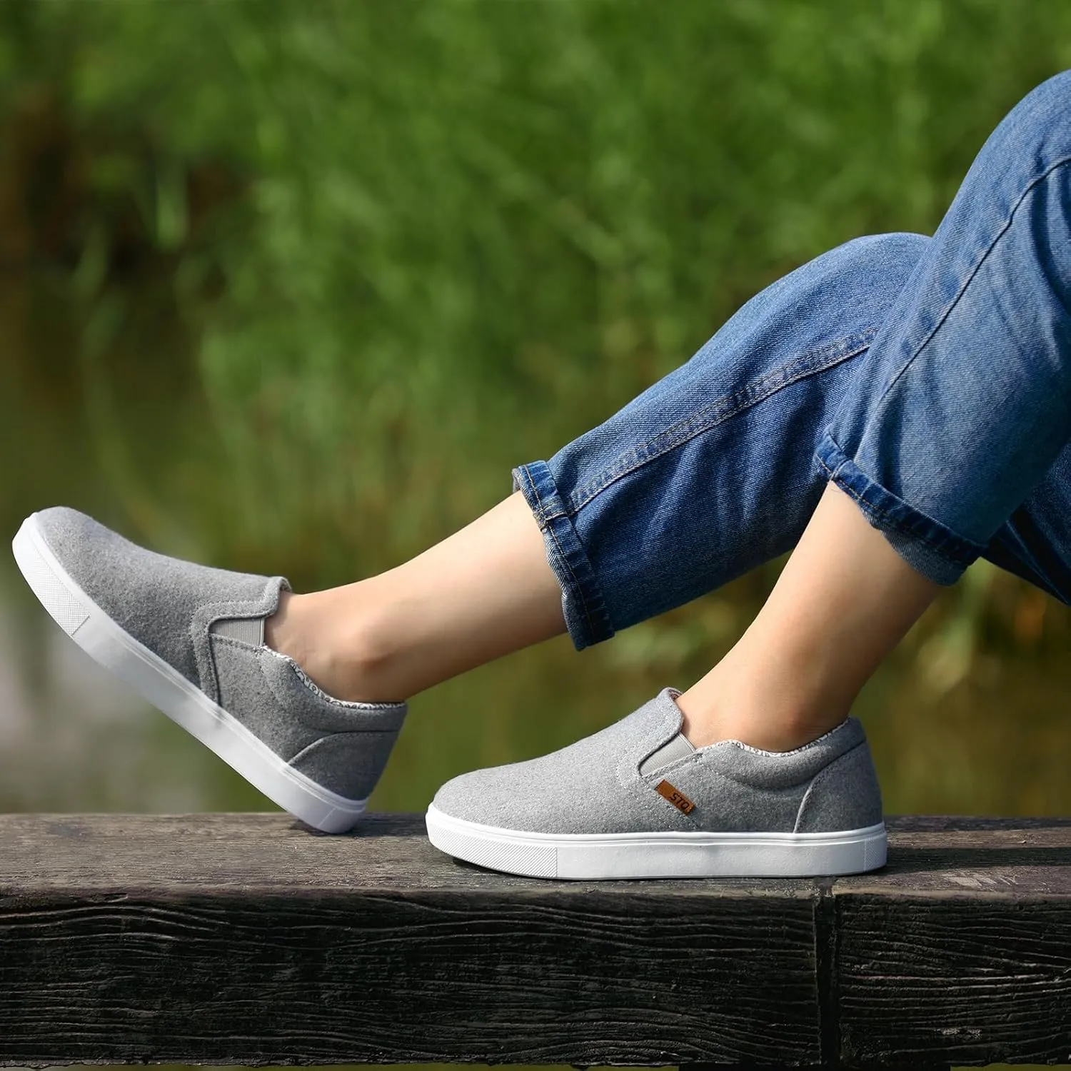 STQ Wide Toe Box Slip On Shoes for Women | Business Casual Shoes for Women Trendy Fashion Sneakers Lightweight Loafers Shoes