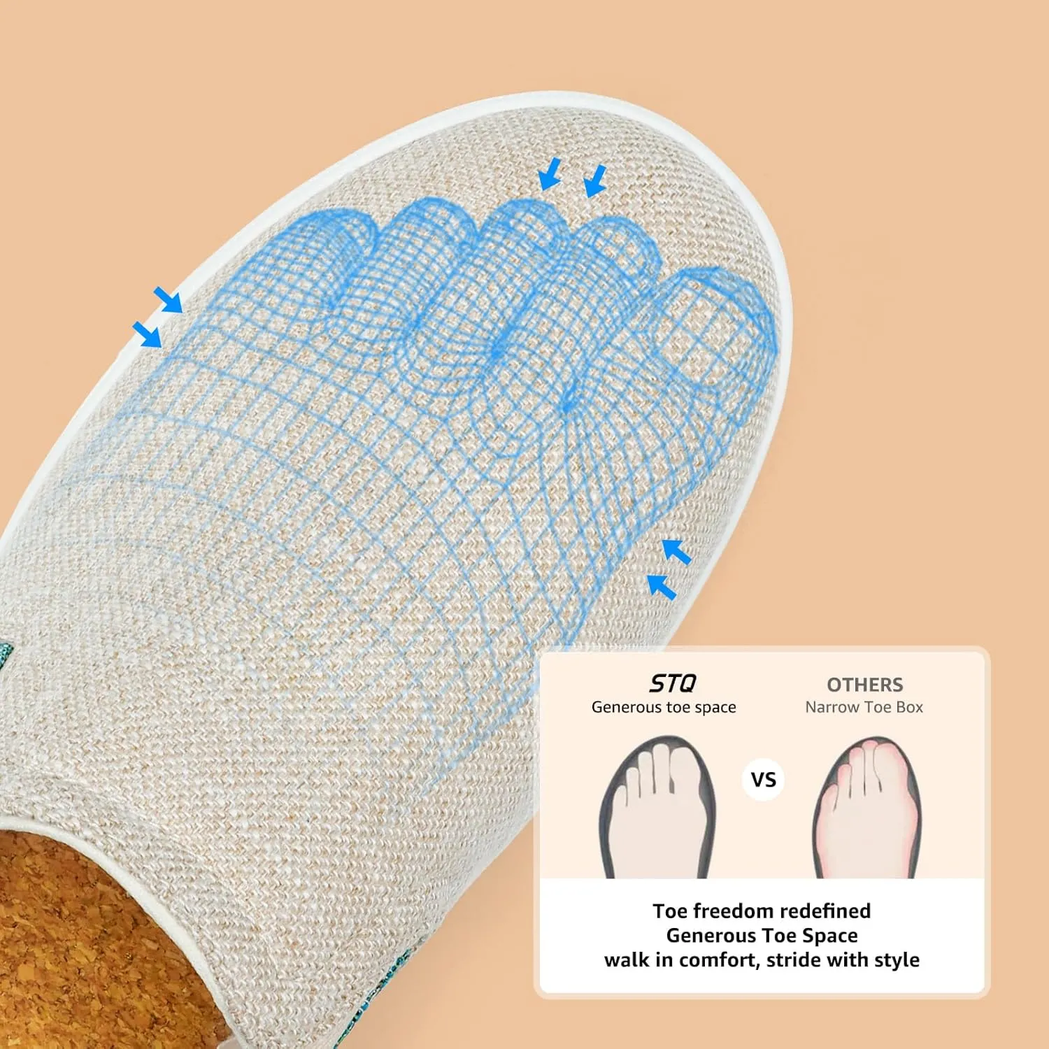 STQ Wide Toe Box Slip On Shoes for Women | Business Casual Shoes for Women Trendy Fashion Sneakers Lightweight Loafers Shoes