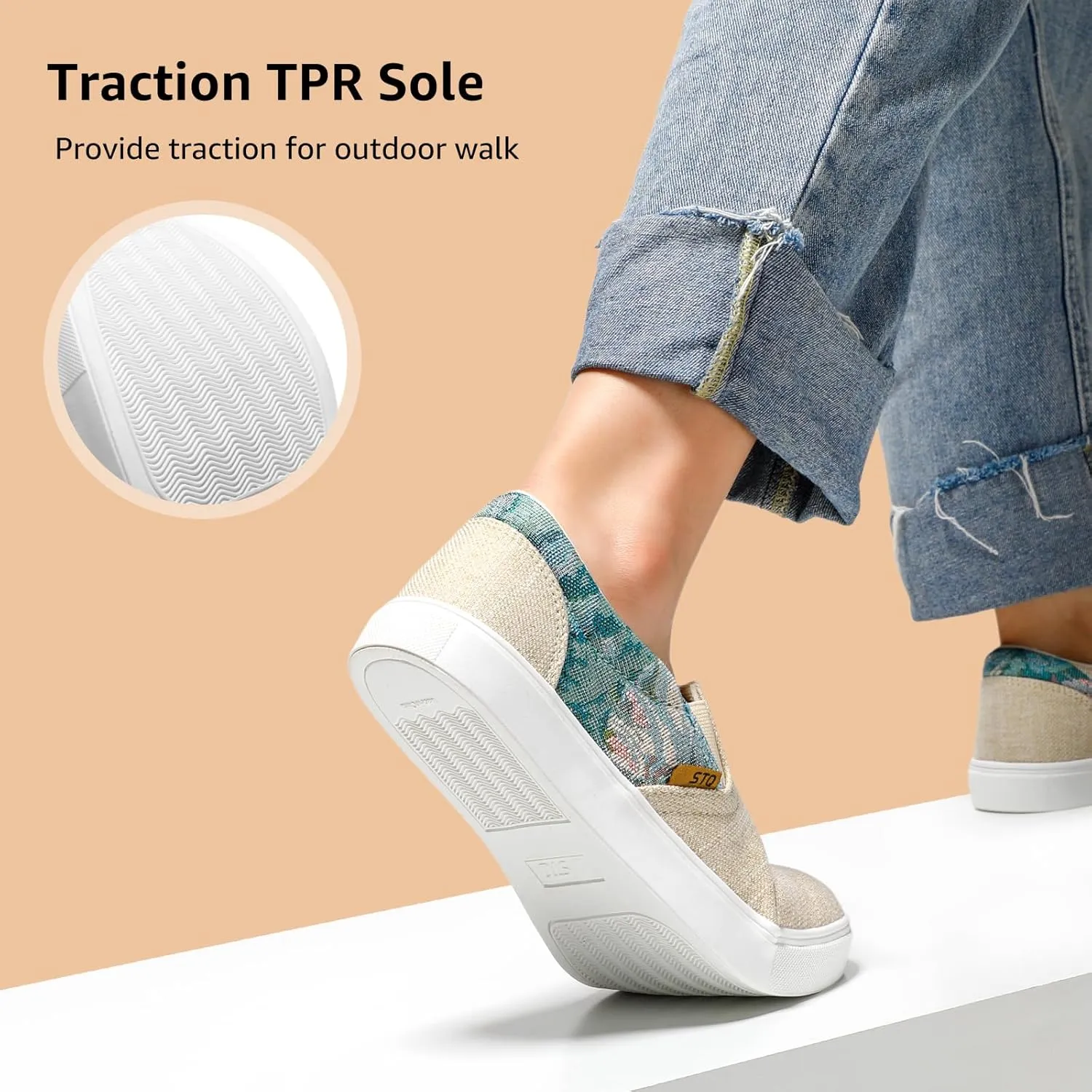 STQ Wide Toe Box Slip On Shoes for Women | Business Casual Shoes for Women Trendy Fashion Sneakers Lightweight Loafers Shoes
