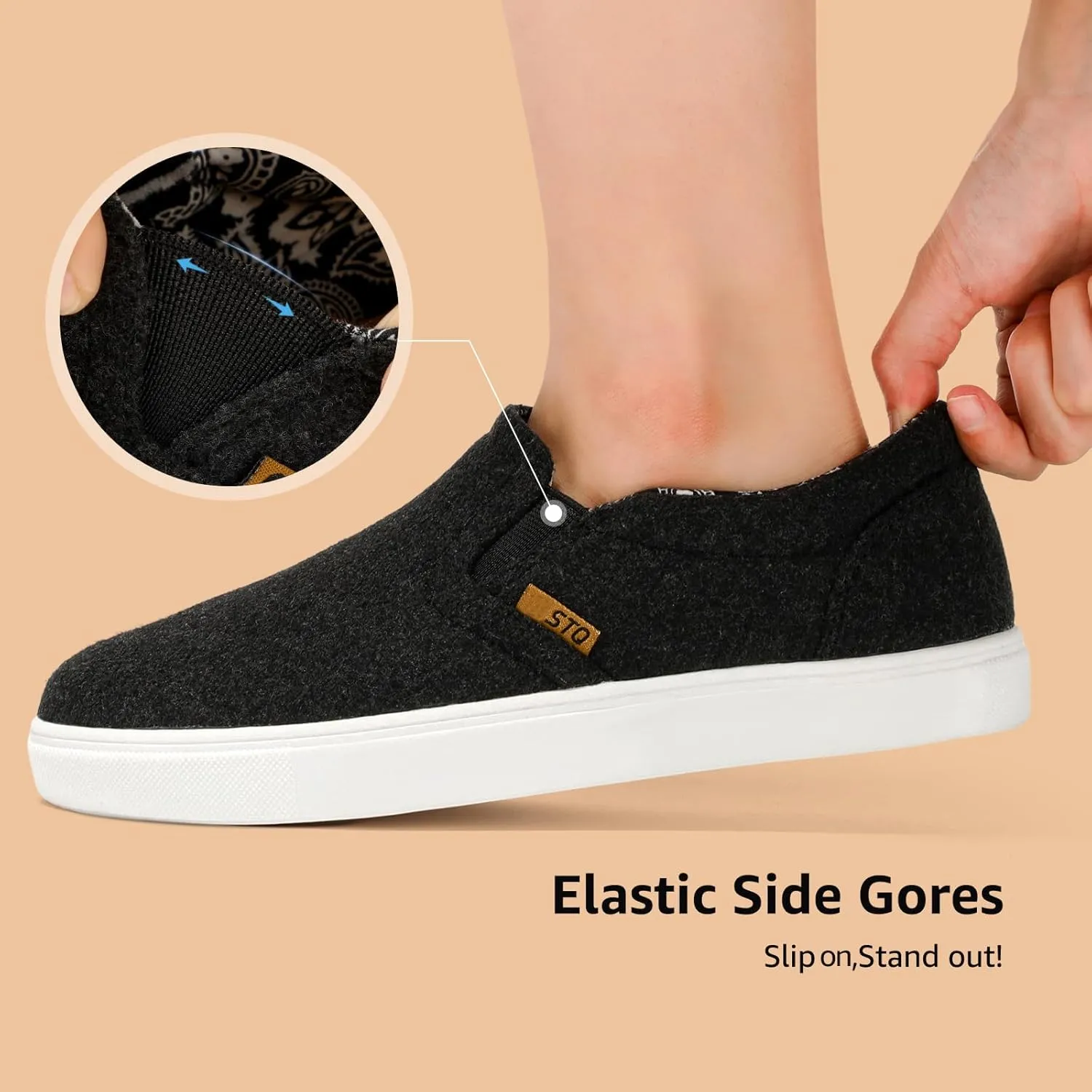 STQ Wide Toe Box Slip On Shoes for Women | Business Casual Shoes for Women Trendy Fashion Sneakers Lightweight Loafers Shoes