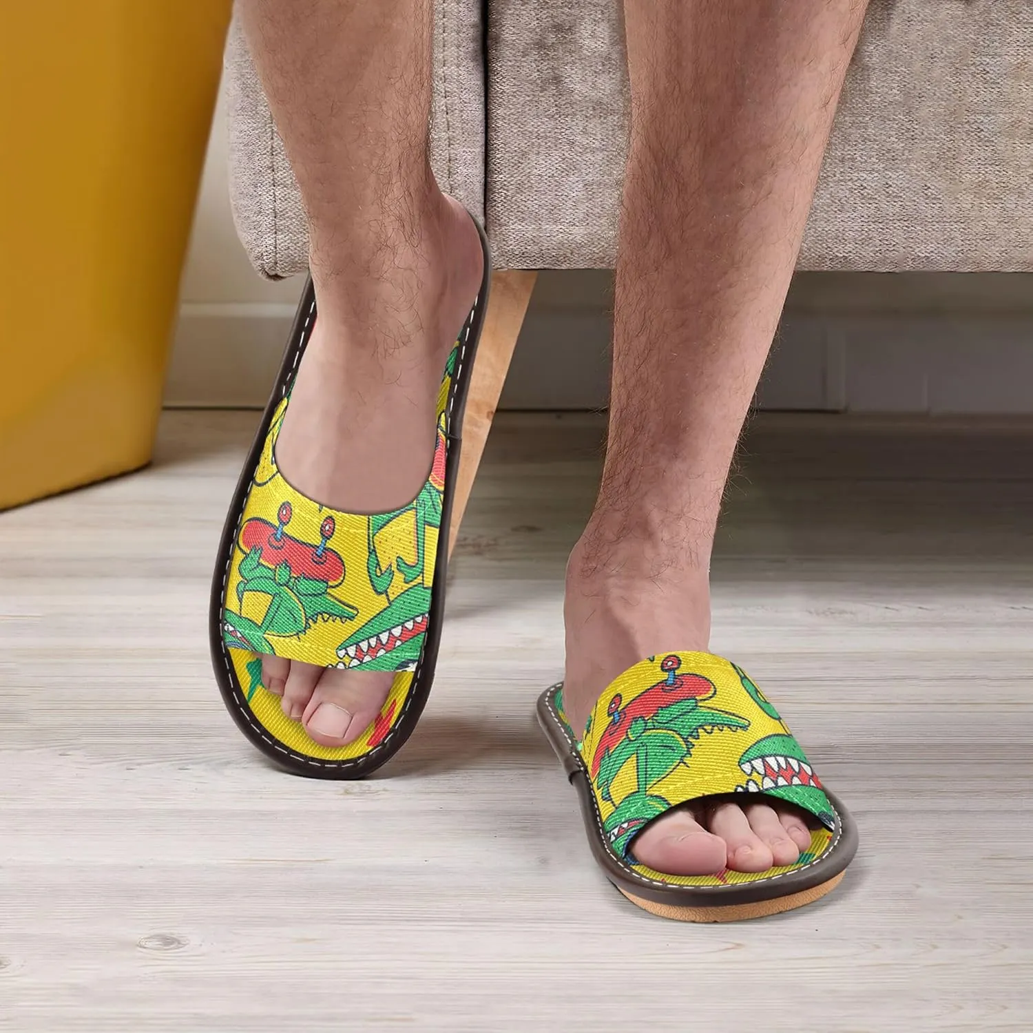 Summer Slipper Crocodile Cartoon Star Yellow Indoor House Men Women Quick Drying Slippers
