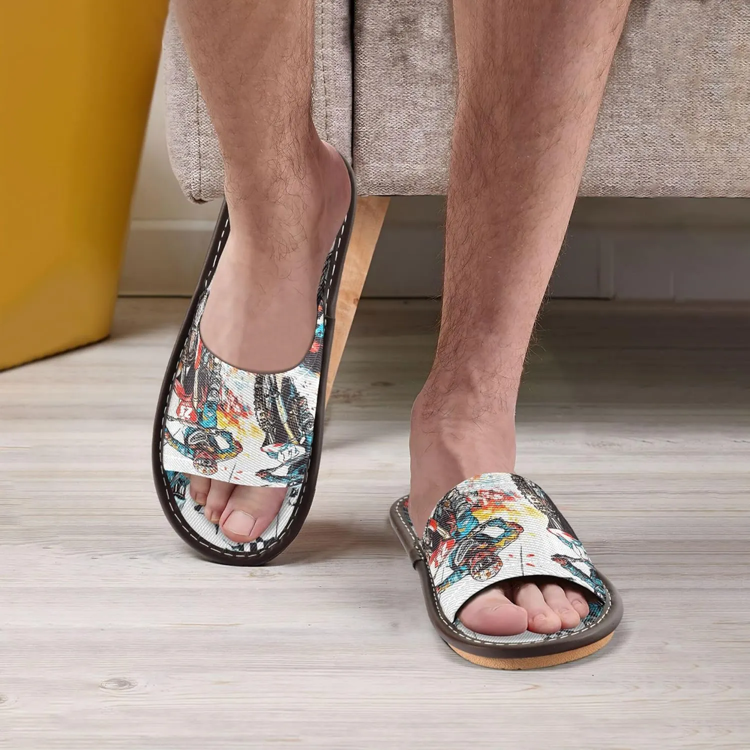 Summer Slipper Watercolor Motorcycle Flag Indoor House Men Women Quick Drying Slippers