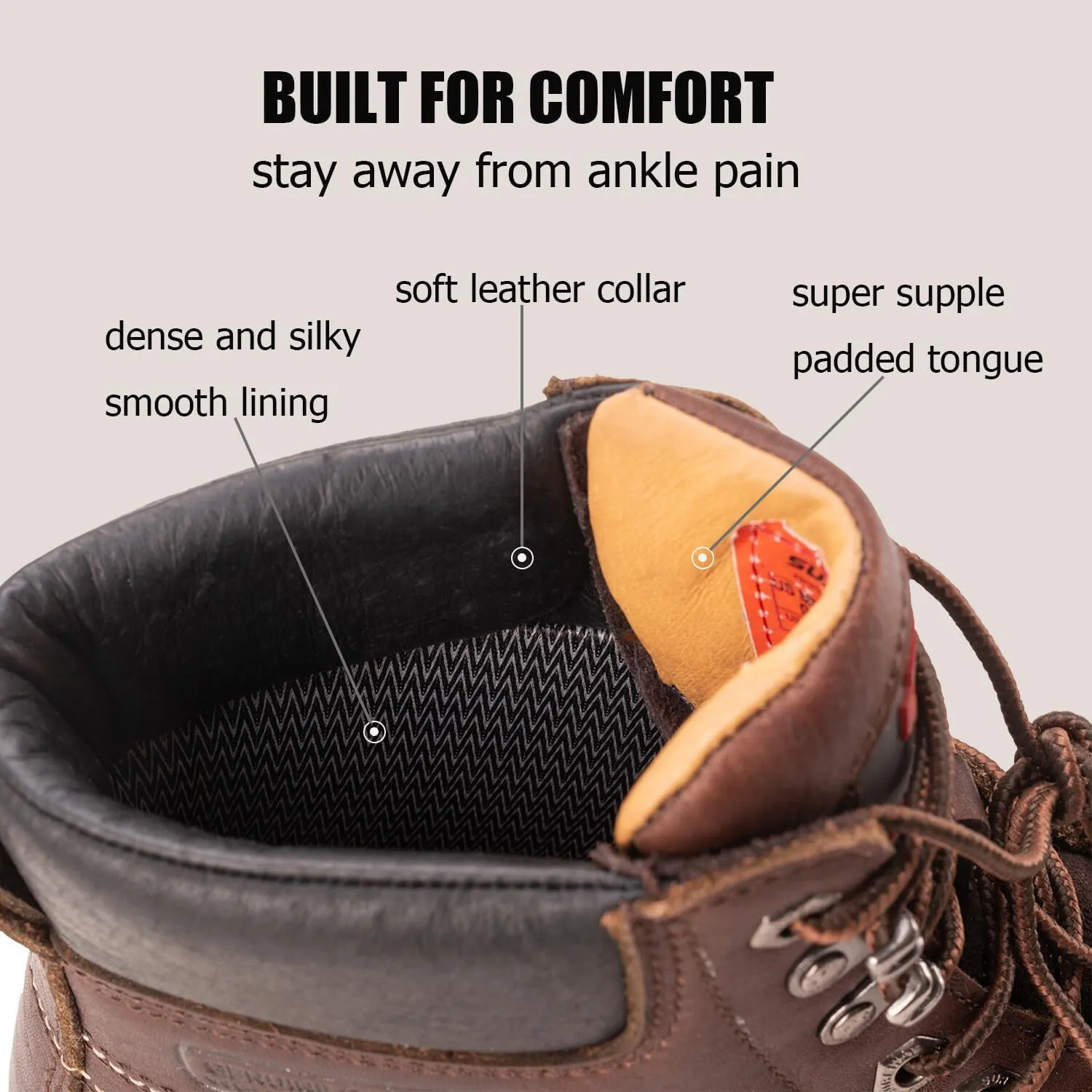SUREWAY Mens Heavy Duty Soft/Composite/Steel Toe Work Boots for Men-Comfortable,Goodyear Welt,Full Grain Leather,6 in Wedge Moc Toe Construction Boots/Shoes