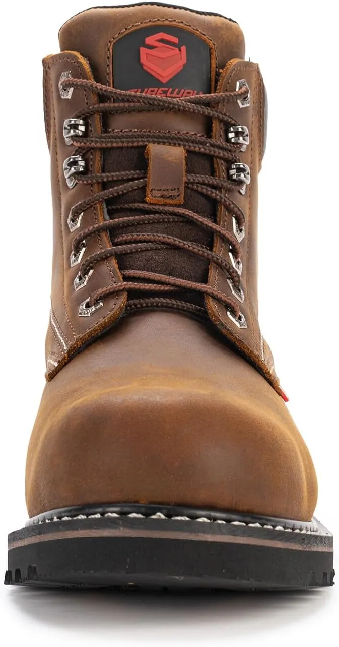 SUREWAY Mens Heavy Duty Soft/Steel Toe Work Boots for Men,Goodyear,Full Grain Leather Working Construction Boot,Slip/Oil/Water Resistant Industrial Safety Shoes