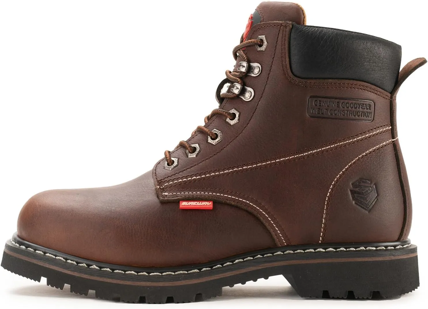 SUREWAY Mens Heavy Duty Soft/Steel Toe Work Boots for Men,Goodyear,Full Grain Leather Working Construction Boot,Slip/Oil/Water Resistant Industrial Safety Shoes