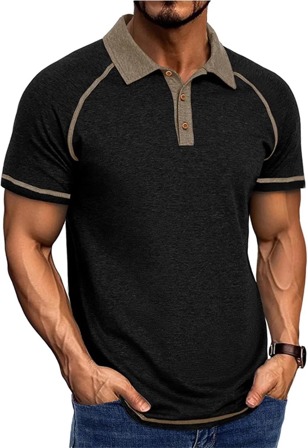 T-Shirts for Man Classic Raglan Short Sleeve Performance Quick Dry Golf Polo Shirts Athletic Casual Tactical Tee Tops