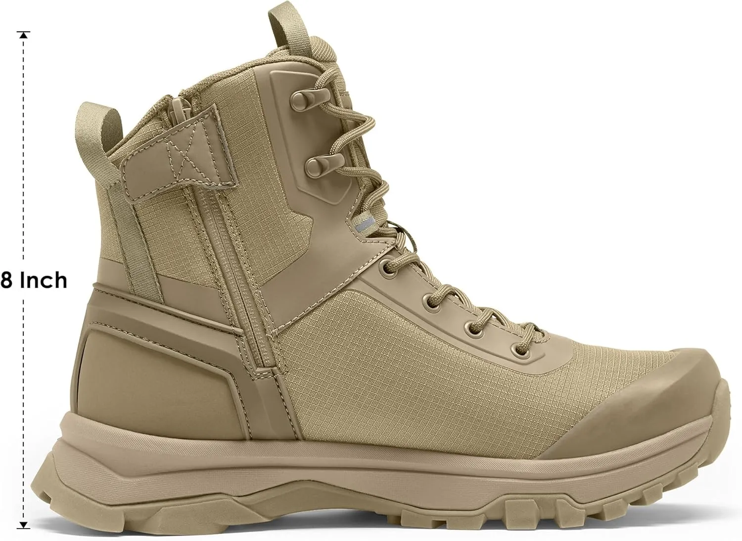 Tactical Boots for Men Lightweight Military Combat Boot Side Zipper Motorcycle Hiking Work Boots Waterproof 8 Inches