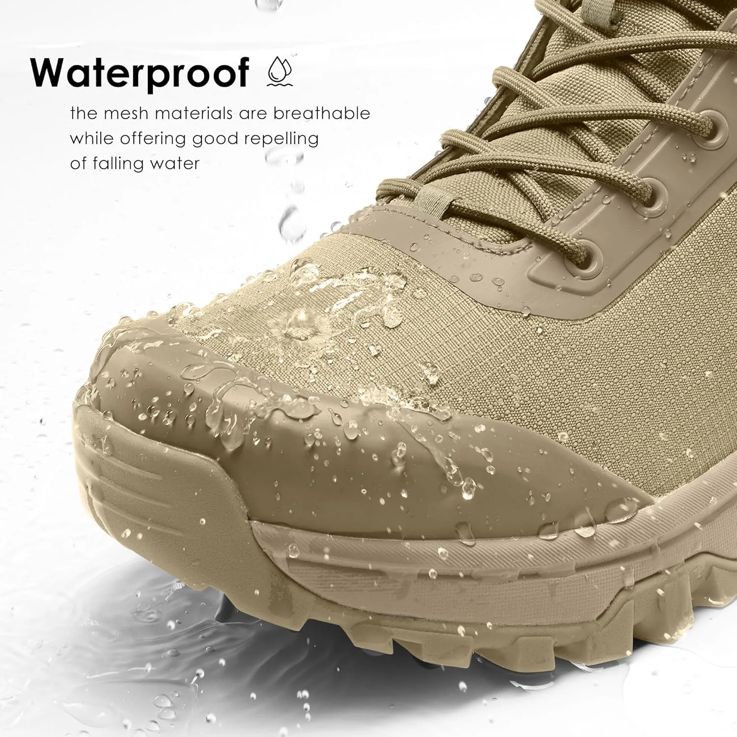 Tactical Boots for Men Lightweight Military Combat Boot Side Zipper Motorcycle Hiking Work Boots Waterproof 8 Inches