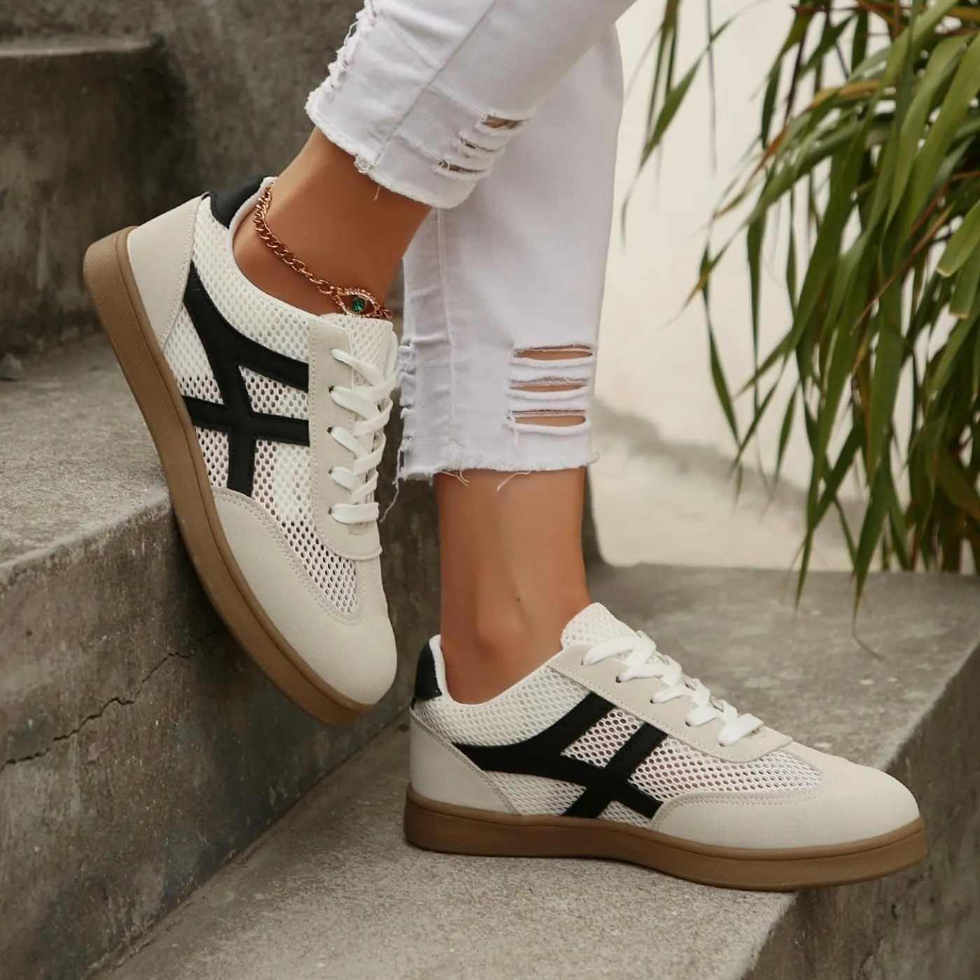 Tennis Shoes for Women & Girls - Mesh Breathable Walking Running Shoes Anti Slip Skateboarding Sneakers