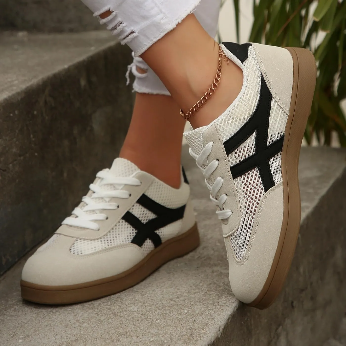 Tennis Shoes for Women & Girls - Mesh Breathable Walking Running Shoes Anti Slip Skateboarding Sneakers