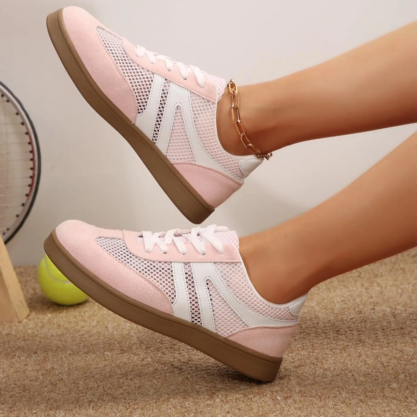 Tennis Shoes for Women & Girls - Mesh German Training Running Shoes Anti Slip Skateboarding Sneakers for Summer