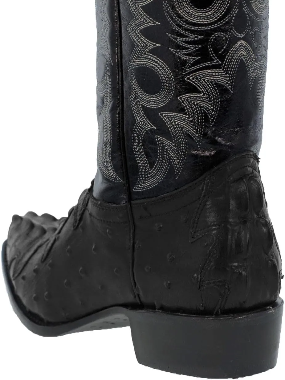 Texas Legacy Mens Black Western Cowboy Boots Crocodile & Ostrich Print J Toe
