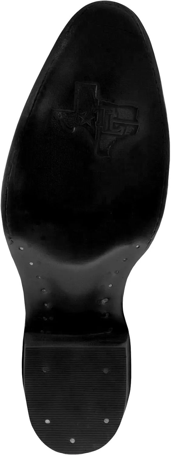 Texas Legacy Mens Black Western Leather Cowboy Boots Crocodile Tail Print Round