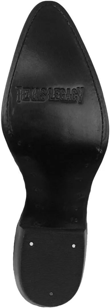 Texas Legacy Mens Black Western Leather Cowboy Boots Ostrich Leg Print J Toe