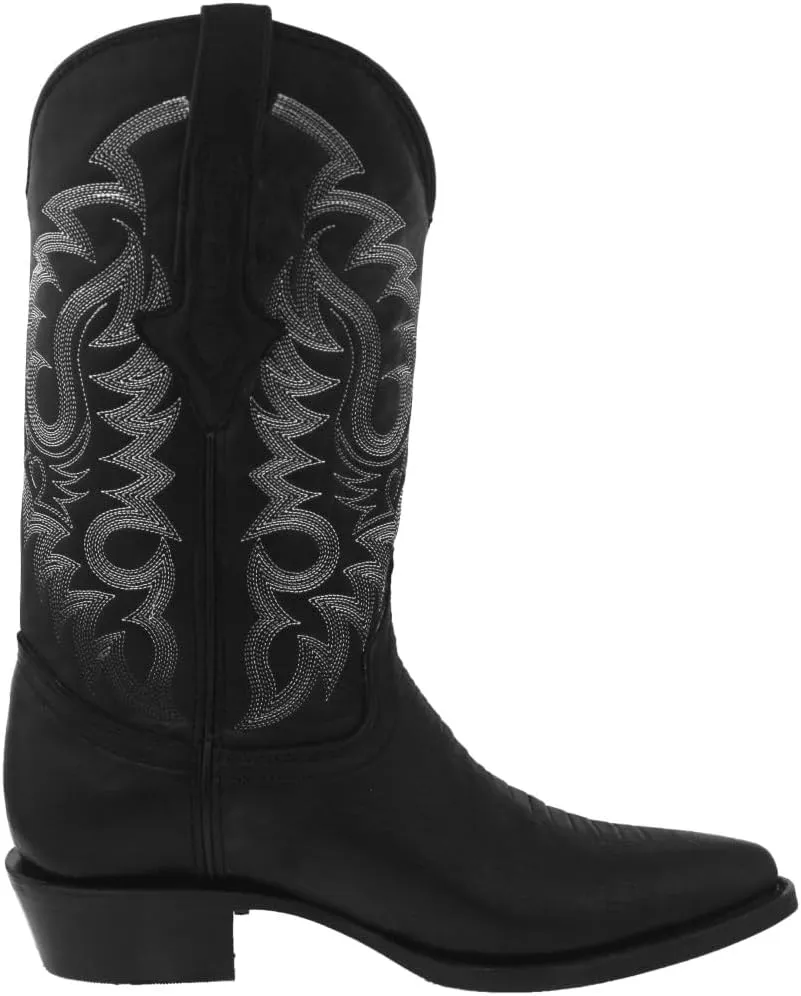Texas Legacy Mens Black Western Leather Cowboy Boots Ostrich Leg Print J Toe