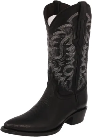 Texas Legacy Mens Black Western Leather Cowboy Boots Ostrich Leg Print J Toe