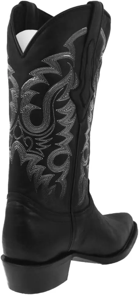 Texas Legacy Mens Black Western Leather Cowboy Boots Ostrich Leg Print J Toe