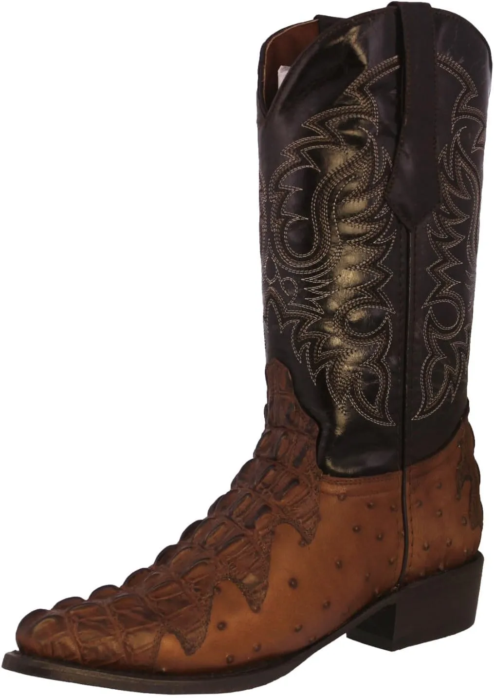 Texas Legacy Mens Brown Western Cowboy Boots Crocodile & Ostrich Print J Toe