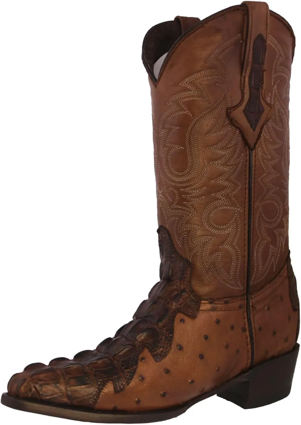 Texas Legacy Mens Brown Western Cowboy Boots Crocodile & Ostrich Print J Toe
