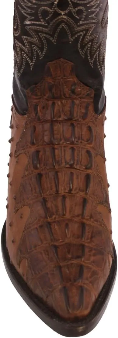 Texas Legacy Mens Brown Western Cowboy Boots Crocodile & Ostrich Print J Toe