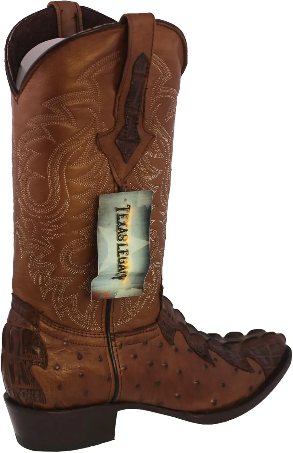 Texas Legacy Mens Brown Western Cowboy Boots Crocodile & Ostrich Print J Toe