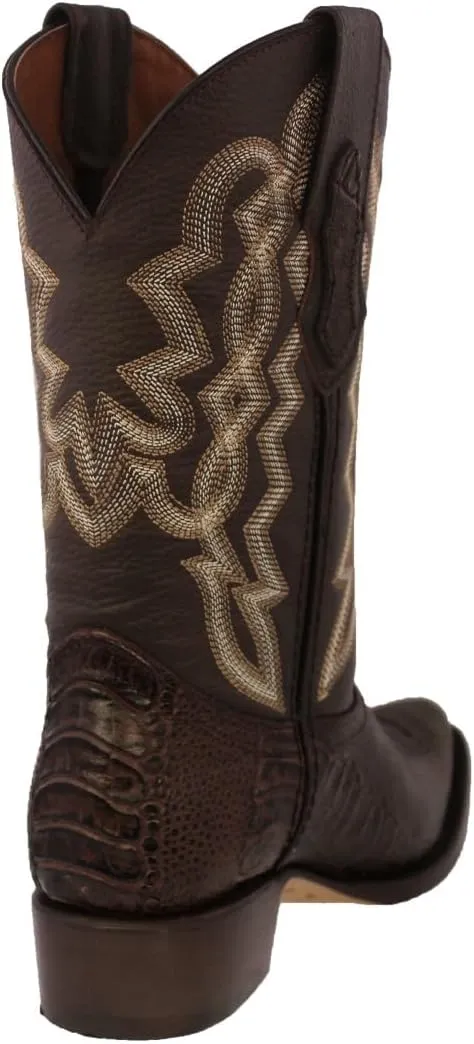 Texas Legacy Mens Brown Western Cowboy Boots Ostrich Leg Print Leather J Toe