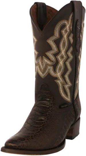 Texas Legacy Mens Brown Western Cowboy Boots Ostrich Leg Print Leather J Toe