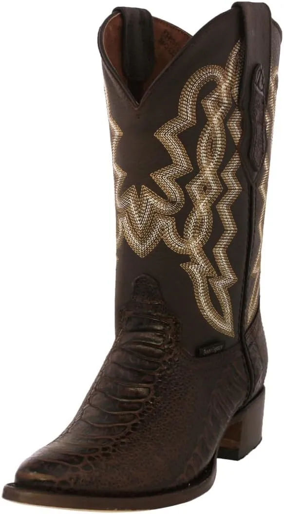Texas Legacy Mens Brown Western Cowboy Boots Ostrich Leg Print Leather J Toe