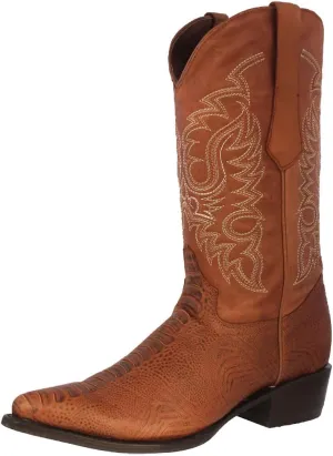 Texas Legacy Mens Cognac Western Leather Cowboy Boots Ostrich Leg Print J Toe