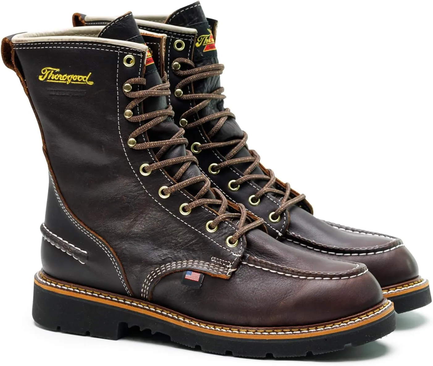 Thorogood 1957 Flyway 8” Waterproof Moc Toe Hunting Boots for Men - Full-Grain Leather with Slip-Resistant Heel Outsole and Shock-Absorbing Footbed, Briar Pitstop - 10 W US