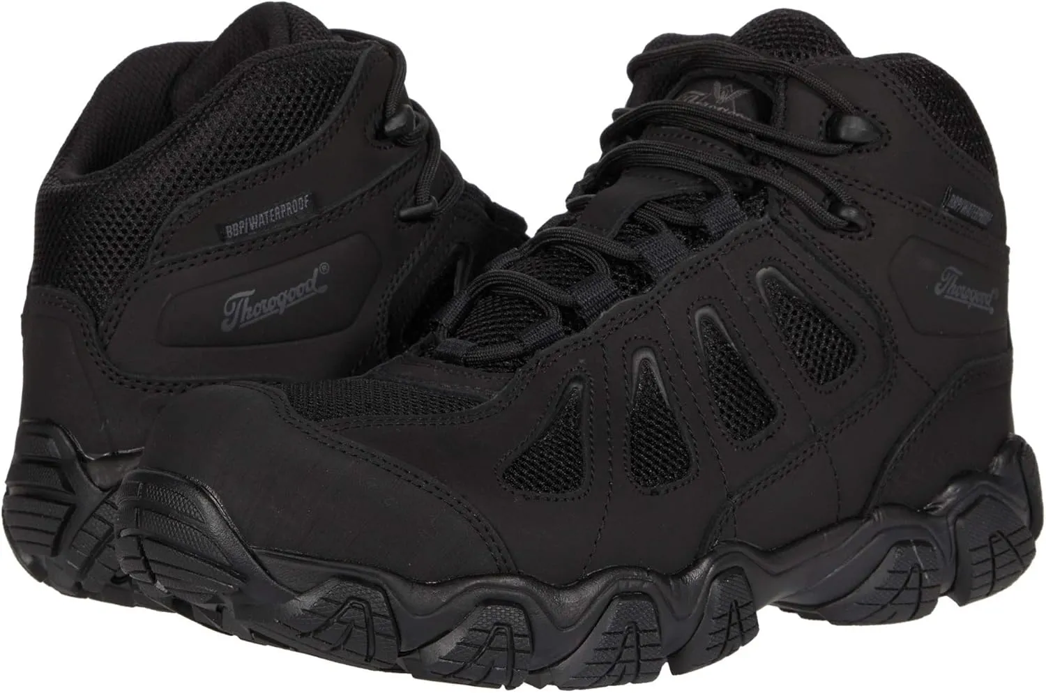 Thorogood Crosstrex Mid Waterproof Hiking Boots for Men - Lightweight Black Leather and Mesh with Safety Toe, Comfort Insole, and Athletic Traction Outsole