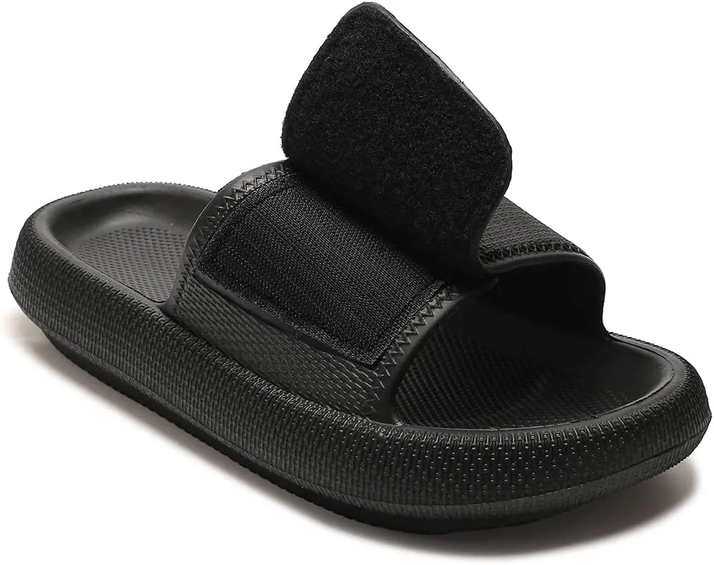 TOBVZOO Cloud Slides for Women, Pillow Slippers with Adjustable Strap, Non Slip Cushioned Sandals Slides Soft Thick Sole