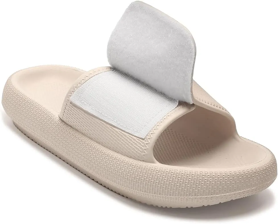 TOBVZOO Cloud Slides for Women, Pillow Slippers with Adjustable Strap, Non Slip Cushioned Sandals Slides Soft Thick Sole