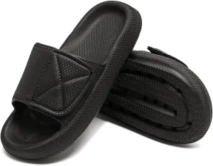 TOBVZOO Cloud Slides for Women, Pillow Slippers with Adjustable Strap, Non Slip Cushioned Sandals Slides Soft Thick Sole