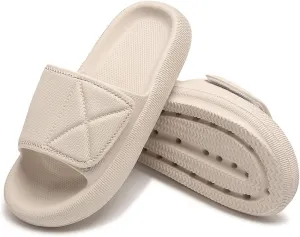 TOBVZOO Cloud Slides for Women, Pillow Slippers with Adjustable Strap, Non Slip Cushioned Sandals Slides Soft Thick Sole