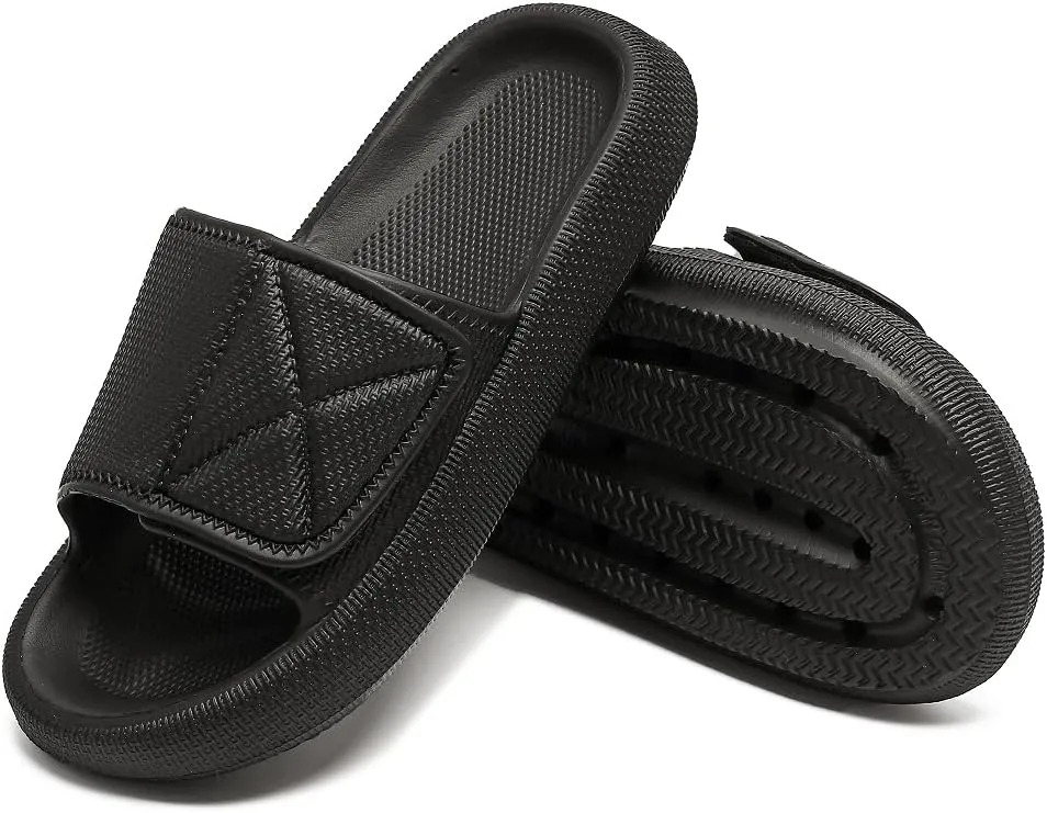 TOBVZOO Cloud Slides for Women, Pillow Slippers with Adjustable Strap, Non Slip Cushioned Sandals Slides Soft Thick Sole
