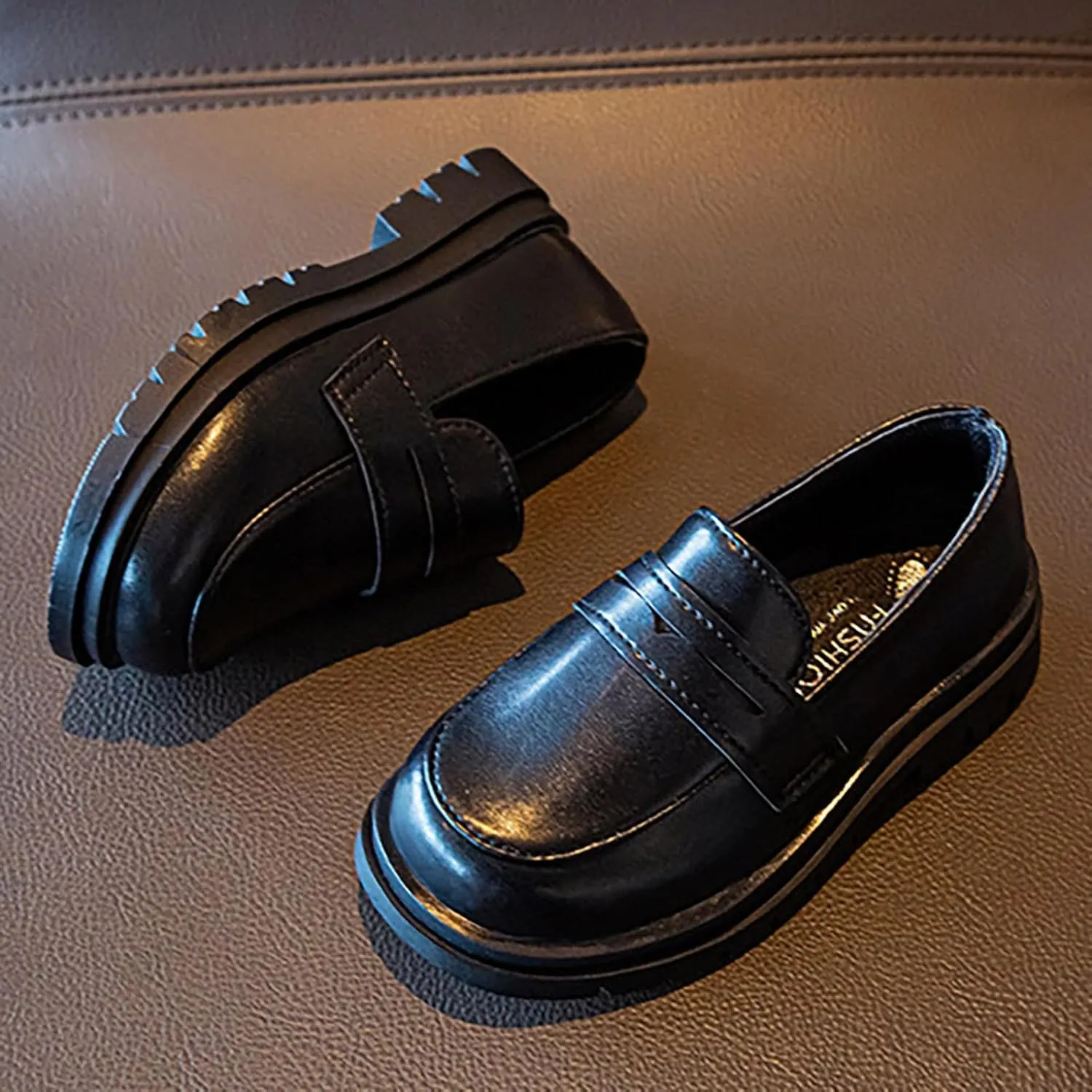 Toddler Boys Girls Loafers School Shoes Fashion Mary Jane Flat𝘀 Comfort Round Toe Leather Slip On Dress Shoes
