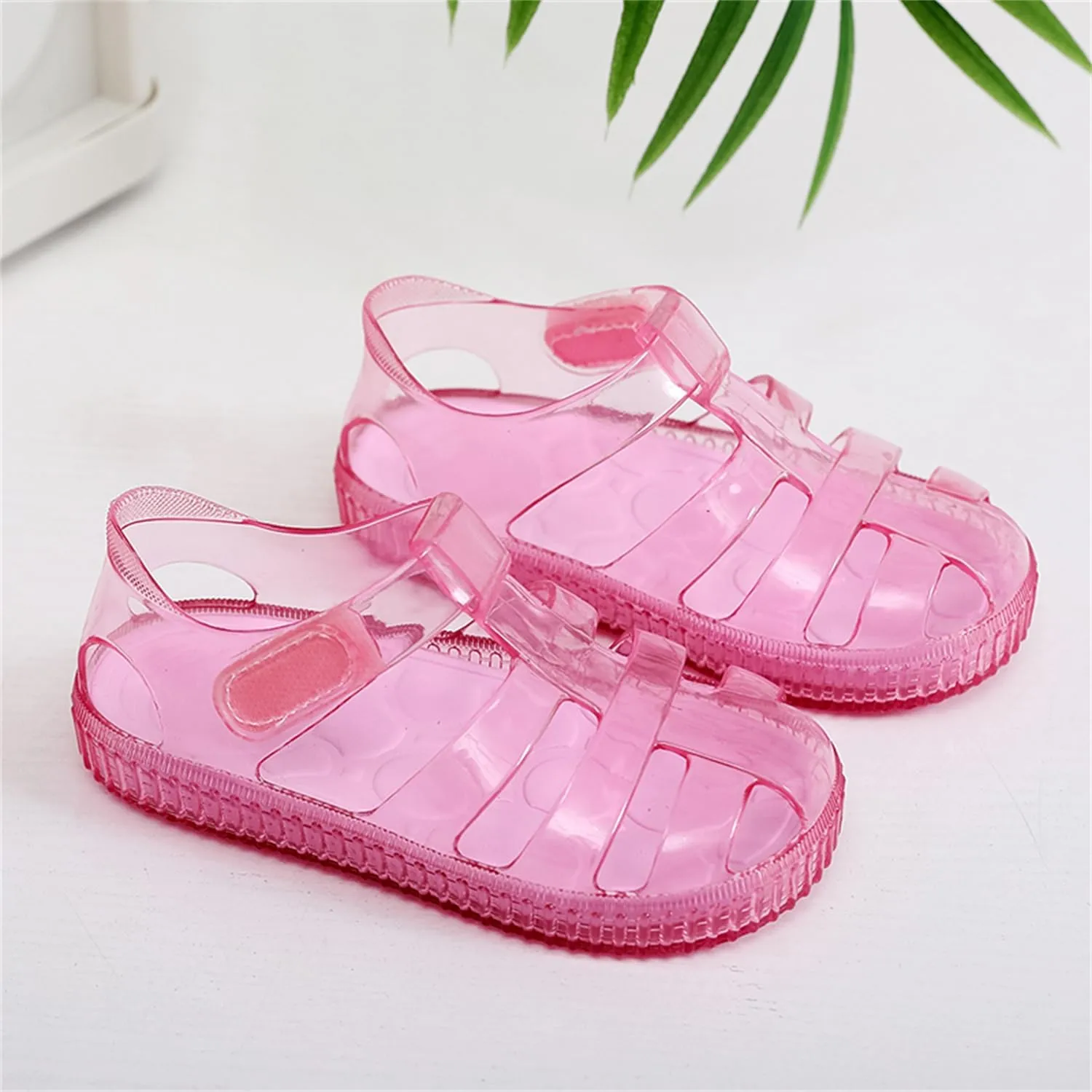 Toddler Girls Jelly Sandals Summer Outdoor Closed Toe Soft Rubber Sole Beach Water Shoes Mary Jane Dress Princess Flat