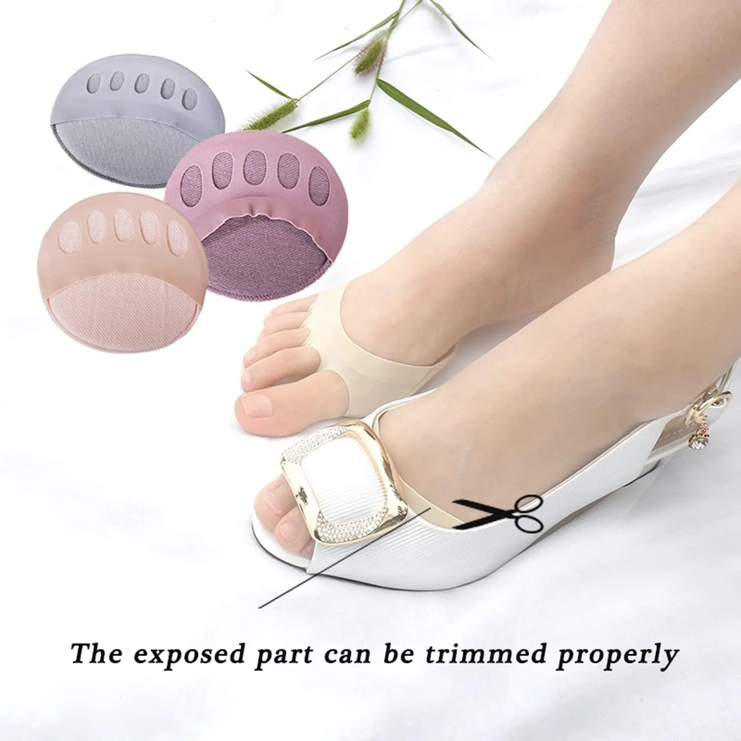 Toe Socks 7 Pairs Soft Honeycomb Fabric Foot Pads,Reusable Ball of Foot Cushions for Women Metatarsal Pads for Pain Relief Care Protector Metatarsal Socks