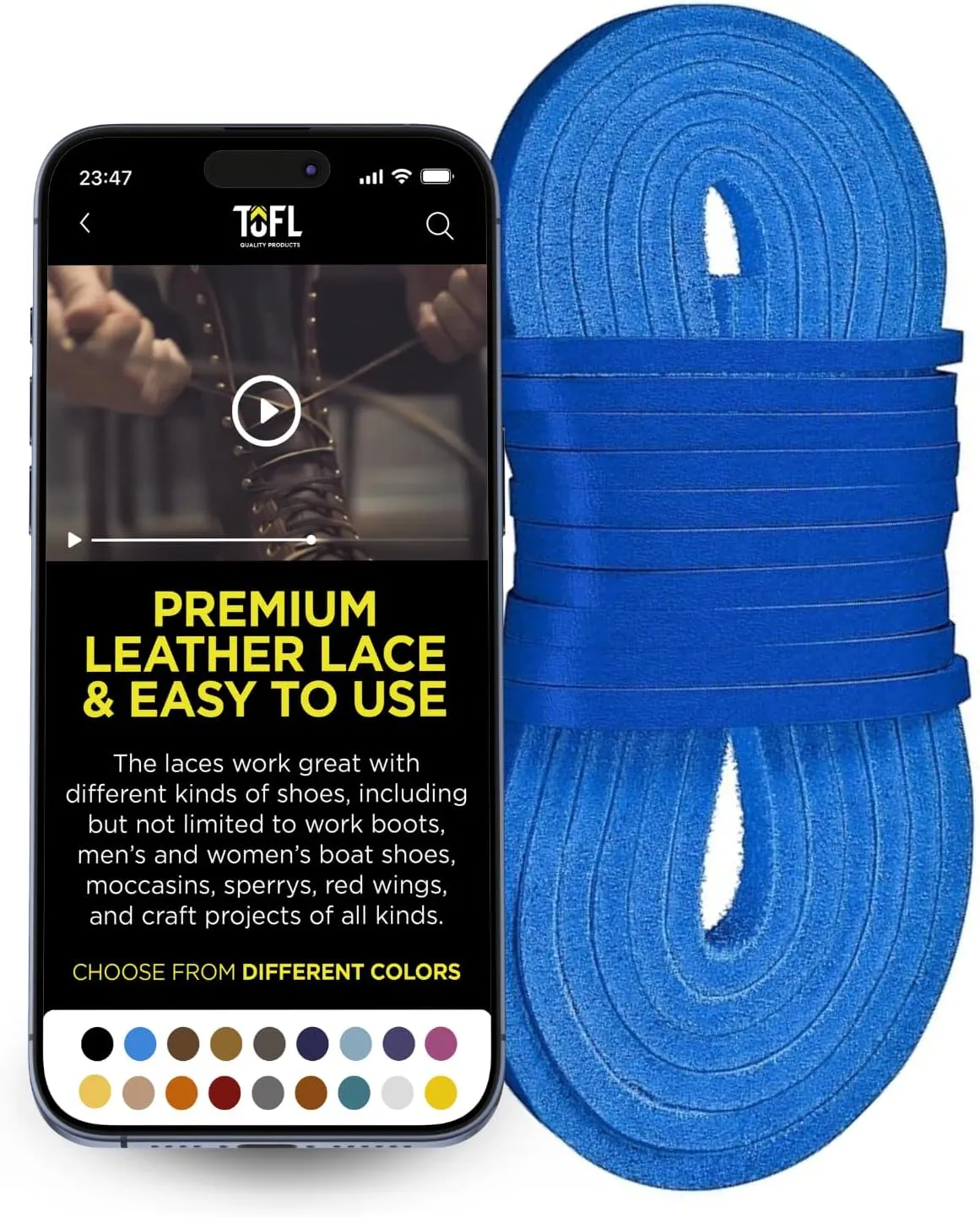TOFL Leather Boot Laces|1/8 Inch Thick 72 Inches Long|2 Leather Strips [1 Pair]