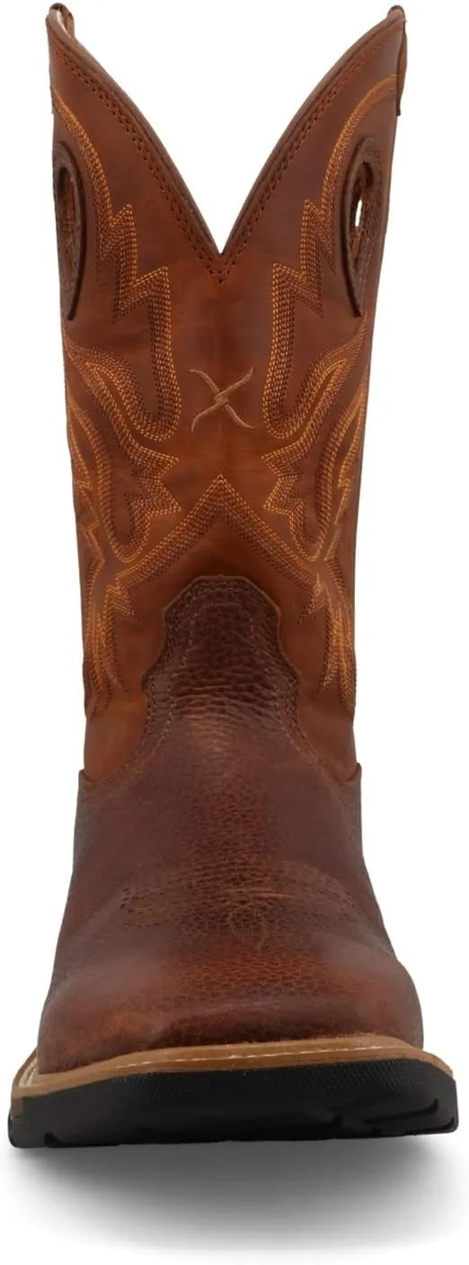 Twisted X Men's 12" Western Work Boot, Square Toe with CellStretch