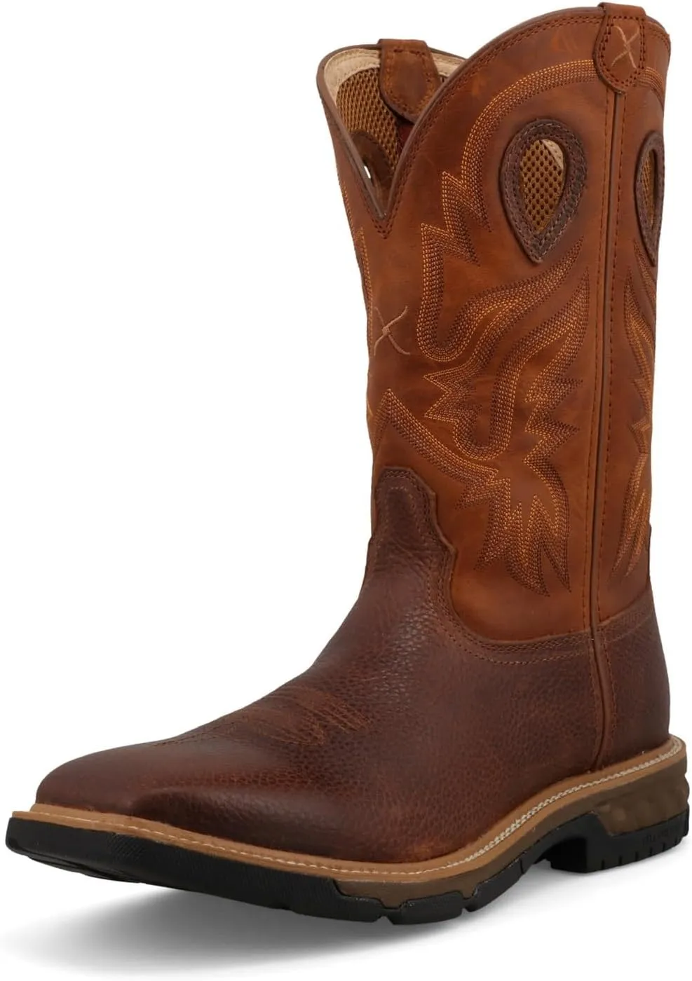 Twisted X Men's 12" Western Work Boot, Square Toe with CellStretch