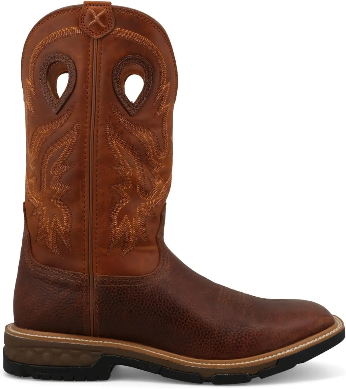Twisted X Men's 12" Western Work Boot, Square Toe with CellStretch